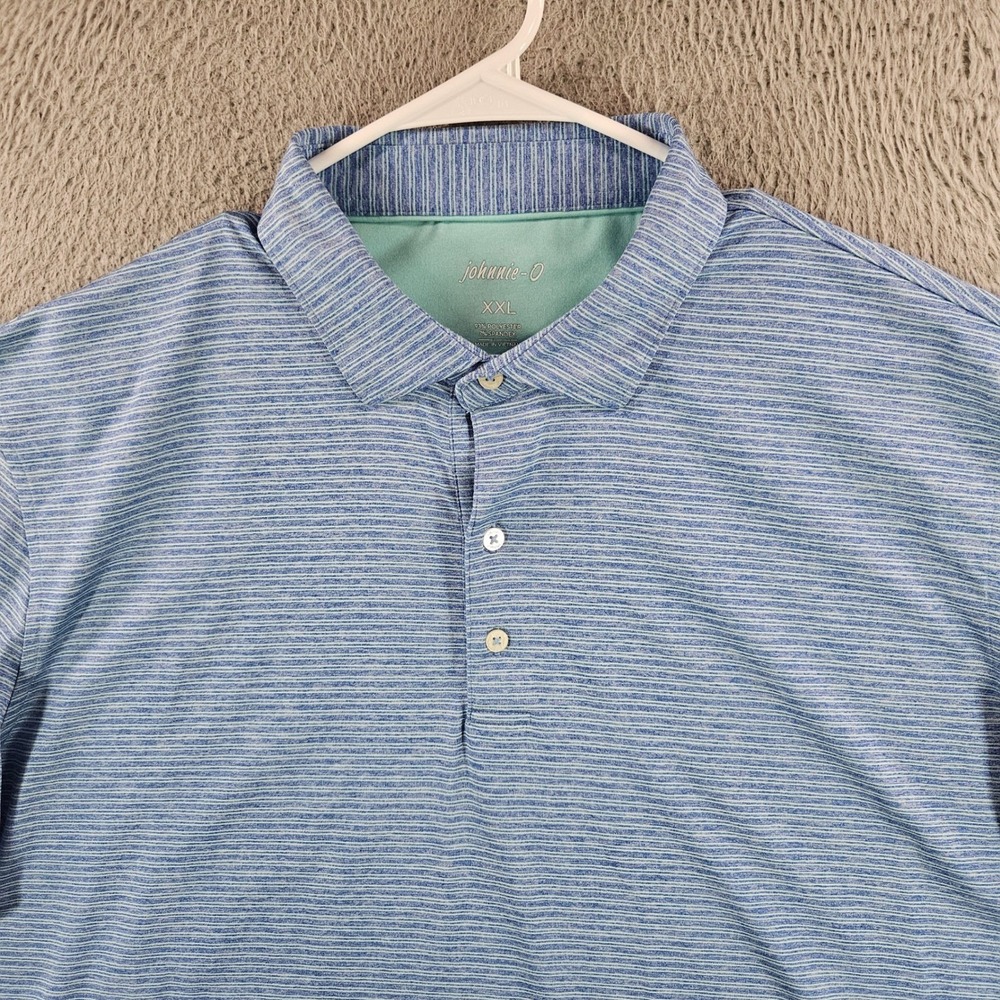 Johnnie-O Mens XXL Blue Striped Performance Polo New Seabury Cape Cod Golf Shirt - Picture 1 of 10
